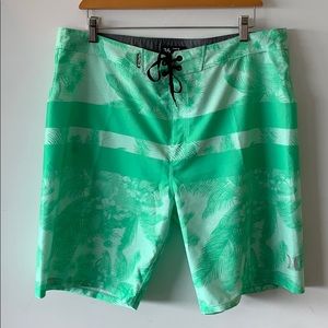Hurley Neon Green Print Swim Trunks